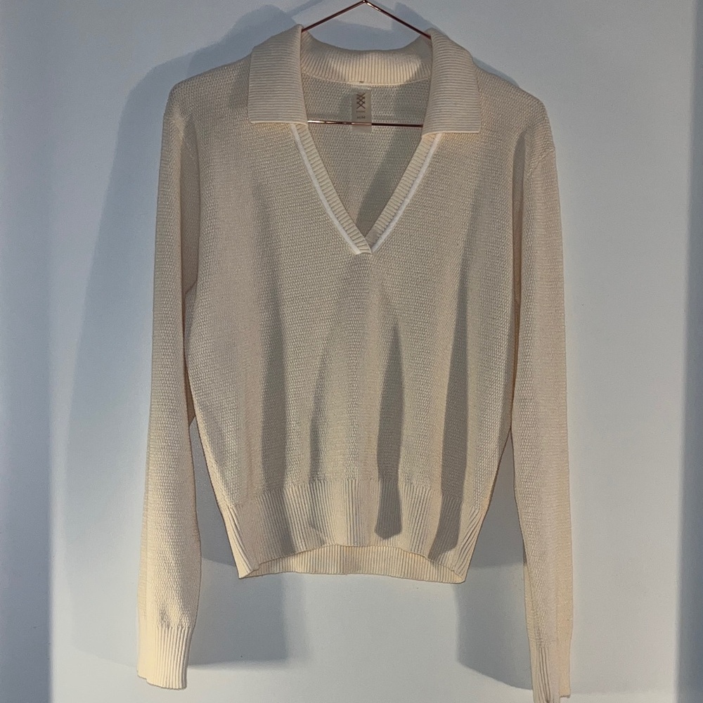 RHONE Cream V-Neck Sweater